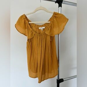 Mustard Short Sleeve Flowy Shirt